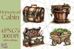 Rustic Homestead Living Clipart | Farm Cabin Png Designs Product Image 1