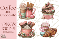 Coffee and Chocolate Clipart PNG Cafe Drinks Dessert Art Product Image 1