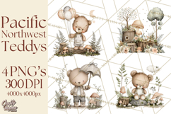 Pacific Northwest Teddy Bear Woodland Clipart Product Image 1