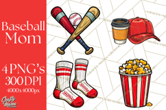 Baseball Mom Clipart PNG with Baseball Gear, Baseball Mama Product Image 1