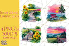 Watercolor Inspirational Landscapes, Sublimation Designs Product Image 1