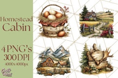 Rustic Homestead Living Clipart | Farm Cabin Png Designs Product Image 1