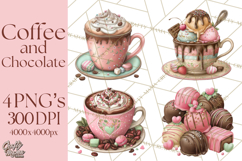 Coffee and Chocolate Clipart PNG Cafe Drinks Dessert Art Product Image 1