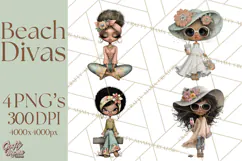 Beach Diva Summer Girls PNG Beach Glam Clipart Product Image 1