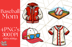 Baseball Mom Clipart PNG with Baseball Gear, Baseball Mama Product Image 1