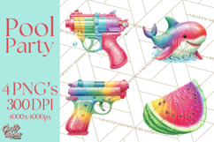 Summer Pool Party Clipart PNG, Rainbow Summer Png Designs Product Image 1