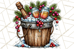 Christmas Wine Night Clipart PNG, Alcohol Christmas Png Product Image 5