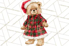 Christmas Teddy Bear Clipart PNG Watercolor Holiday Bears Product Image 5