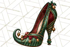 Christmas High Heel Clipart PNG, Whimsical Holiday Shoes Product Image 5