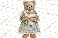 Christmas Teddy Bear Clipart PNG Watercolor Holiday Bears Product Image 2