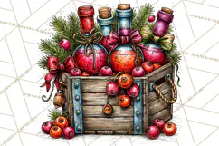 Christmas Wine Night Clipart PNG, Alcohol Christmas Png Product Image 2