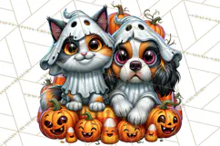 Cute Ghost Dogs And Cats Halloween PNG Clipart Product Image 2