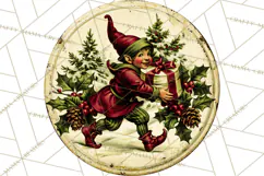 Vintage Christmas Round Signs Clipart, Rustic Metal Product Image 2