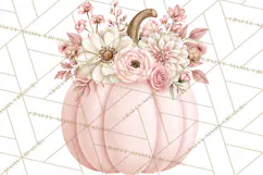 Pink Autumn Cottage Clipart PNG Product Image 2