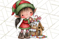 Sweet Little Christmas Elves PNG, Cute Holiday Elf Clip Art Product Image 3