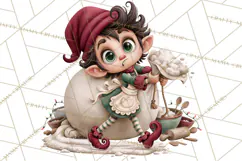 Christmas Bakery PNG Clipart, Santa & Elf Characters, Baker Product Image 2