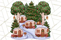 Christmas Camper Clipart PNG Vintage Holiday Camping Product Image 2