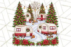 Christmas Camper Clipart PNG Vintage Holiday Camping Product Image 3