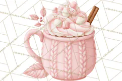 Pink Autumn Cottage Clipart PNG Product Image 5