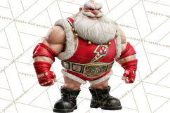 Christmas Wrestling Clipart PNG, Santa Wrestlers Product Image 5