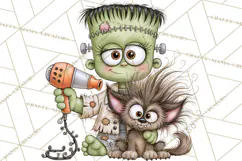 Monster Pet Groomers Halloween Clipart PNG Product Image 5