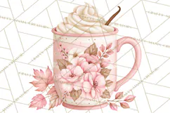 Pink Autumn Cottage Clipart PNG Product Image 2