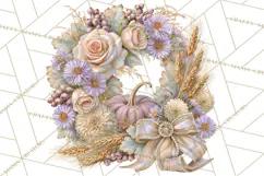 Vintage Floral Pumpkin Clipart PNG, Fall Halloween Product Image 2
