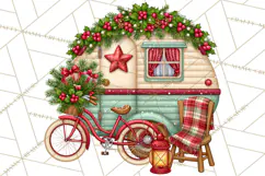 Christmas Camper Clipart PNG Vintage Holiday Camping Product Image 2