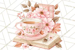 Pink Autumn Cottage Clipart PNG Product Image 3