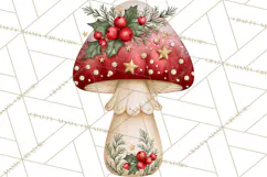 Christmas Mushroom Clipart PNG Product Image 3