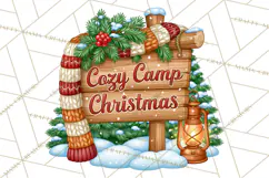 Christmas Camper Clipart PNG Vintage Holiday Camping Product Image 5