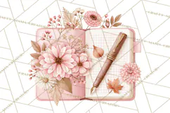 Pink Autumn Cottage Clipart PNG Product Image 2