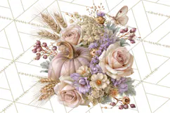 Vintage Floral Pumpkin Clipart PNG, Fall Halloween Product Image 3