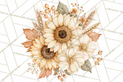 Fall Harvest Florals Clipart PNG, Autumn Floral Designs Product Image 3