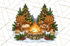 Christmas Camper Clipart PNG Vintage Holiday Camping Product Image 2