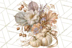 Vintage Floral Pumpkin Clipart PNG, Fall Halloween Product Image 4