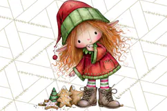 Sweet Little Christmas Elves PNG, Cute Holiday Elf Clip Art Product Image 2