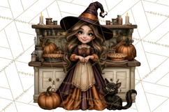 Cozy Cottage Witch PNG, Halloween Clipart Product Image 3