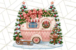 Christmas Camper Clipart PNG Vintage Holiday Camping Product Image 3