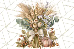 Vintage Floral Pumpkin Clipart PNG, Fall Halloween Product Image 4