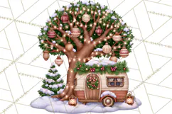 Christmas Camper Clipart PNG Vintage Holiday Camping Product Image 2