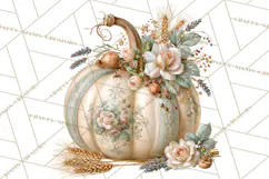 Vintage Floral Pumpkin Clipart PNG, Fall Halloween Product Image 3