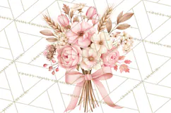 Pink Autumn Cottage Clipart PNG Product Image 4