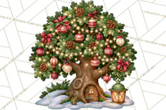 Christmas Camper Clipart PNG Vintage Holiday Camping Product Image 3