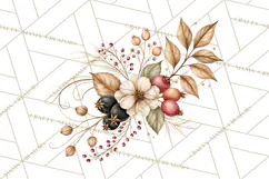 Fall Harvest Florals Clipart PNG, Autumn Floral Designs Product Image 4