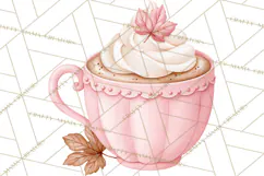 Pink Autumn Cottage Clipart PNG Product Image 5