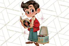 Atomic Age Christmas Clipart PNG, Retro 1950's Winter Decor Product Image 2