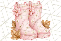 Pink Autumn Cottage Clipart PNG Product Image 3