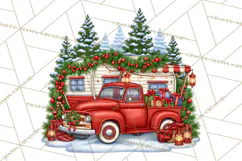 Christmas Camper Clipart PNG Vintage Holiday Camping Product Image 2