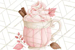 Pink Autumn Cottage Clipart PNG Product Image 4
